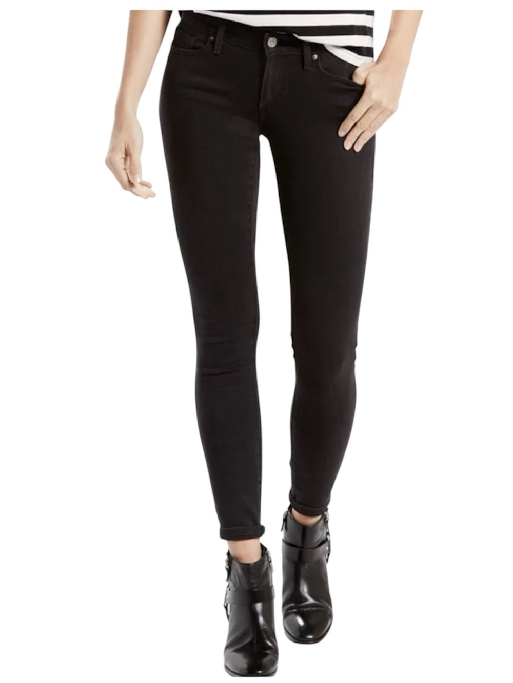 Levi’s 711 Black Skinny Jeans Mid Rise Indie Sleaze Size 25